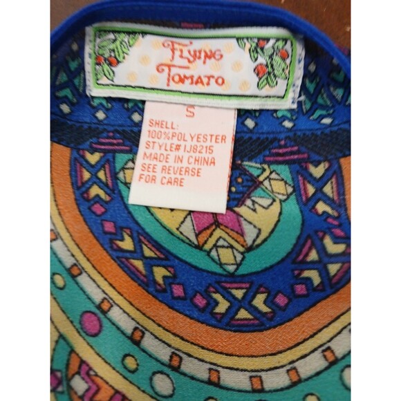 FLYING TOMATO Feather Geometric Boho Short Kimono Small Colorful Multicolor - Picture 8 of 10